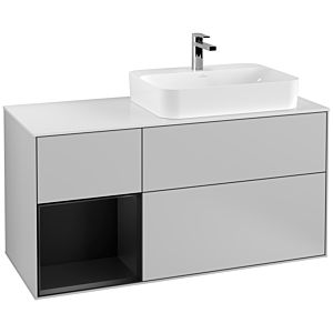 Villeroy and Boch Finion Villeroy and Boch Finion F391PDGJ 120cm, cover plate white matt, shelf left black matt lacquer, light gray matt