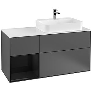 Villeroy and Boch Finion Villeroy and Boch Finion F391PHGK 120cm, cover plate white matt, shelf left Glossy Black Lacquer , anthracite matt