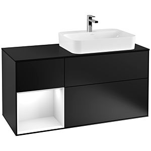 Villeroy and Boch Finion Villeroy and Boch Finion F392GFPD 120cm, cover plate black matt, shelf left glossy white lacquer, black matt lacquer