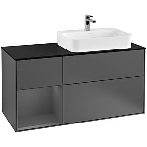 Villeroy et Boch Finion Villeroy et Boch F392GKGK 120cm, plaque de finition noir mat, étagère gauche Anthracite mat, Anthracite mat