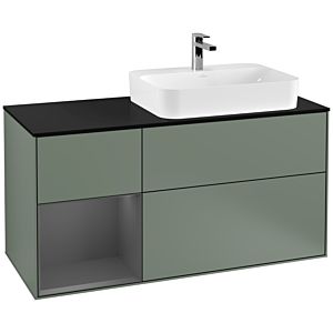 Villeroy and Boch Finion Villeroy and Boch Finion F392GKGM 120cm, cover plate black matt, shelf left anthracite matt, Olive Matt Lacquer