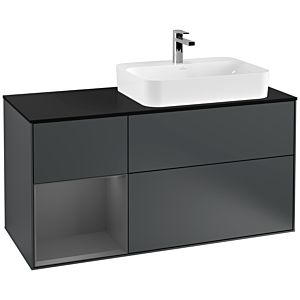 Villeroy et Boch Finion Villeroy et Boch F392GKHG 120cm, plaque de finition noir mat, étagère gauche anthracite mat, Midnight Blue Matt Lacquer