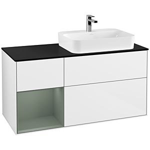 Villeroy and Boch Finion Villeroy and Boch Finion F392GMGF 120cm, cover plate black matt, shelf left Olive Matt Lacquer , glossy white lacquer