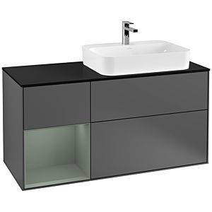 Villeroy and Boch Finion Villeroy and Boch Finion F392GMGK 120cm, cover plate black matt, shelf left Olive Matt Lacquer , anthracite matt
