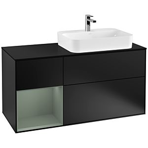 Villeroy and Boch Finion Villeroy and Boch Finion F392GMPD 120cm, cover plate black matt, shelf left Olive Matt Lacquer , black matt lacquer