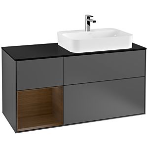 Villeroy and Boch Finion Villeroy and Boch Finion F392GNGK 120cm, cover plate black matt, shelf left walnut veneer, anthracite matt
