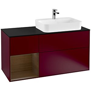 Villeroy and Boch Finion Villeroy and Boch Finion F392GNHB 120cm, cover plate black matt, shelf left Peony Matt veneer, Peony Matt