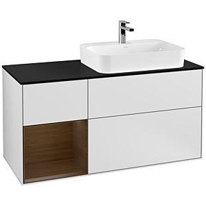 Villeroy and Boch Finion Villeroy and Boch Finion F392GNMT 120cm, cover plate black matt, shelf left walnut veneer, white matt lacquer