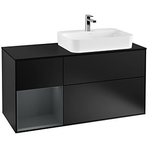 Villeroy et Boch Finion Villeroy et Boch F392HGPD 120cm, couvercle noir mat, étagère gauche Midnight Blue Matt Lacquer , laqué noir mat