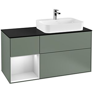 Villeroy and Boch Finion Villeroy and Boch Finion F392MTGM 120cm, cover plate black matt, shelf left white matt lacquer, Olive Matt Lacquer