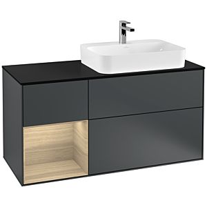 Villeroy and Boch Finion Villeroy and Boch Finion F392PCHG 120cm, cover plate black matt, shelf left Oak Veneer , Midnight Blue Matt Lacquer