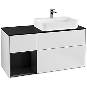 Villeroy et Boch Finion Villeroy et Boch F392PDMT 120cm, couvercle noir mat, étagère gauche laqué noir mat, laqué blanc mat