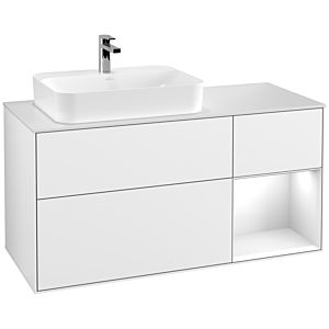 Villeroy and Boch Finion Villeroy and Boch Finion F401GFGF 120cm, cover plate matt white, shelf on the right Glossy white lacquer, Glossy white lacquer