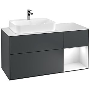 Villeroy and Boch Finion Villeroy and Boch Finion F401GFHG 120cm, cover plate matt white, shelf on the right Glossy white lacquer, Midnight Blue Matt Lacquer