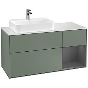 Villeroy and Boch Finion Villeroy and Boch Finion F401GKGM 120cm, cover plate white matt, shelf right anthracite matt, Olive Matt Lacquer