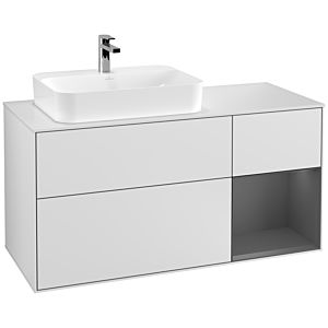 Villeroy and Boch Finion Villeroy and Boch Finion F401GKMT 120cm, cover plate matt white, shelf right anthracite matt, matt white lacquer