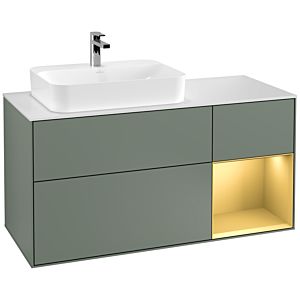 Villeroy and Boch Finion Villeroy and Boch Finion F401HFGM 120cm, cover plate white matt, shelf right gold matt, Olive Matt Lacquer