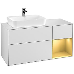 Villeroy and Boch Finion Villeroy and Boch Finion F401HFMT 120cm, cover plate white matt, shelf right gold matt, white matt lacquer