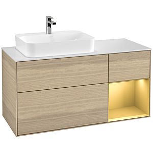 Villeroy and Boch Finion Villeroy and Boch Finion F401HFPC 120cm, cover plate white matt, shelf right gold matt, Oak Veneer