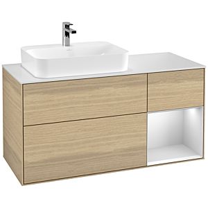 Villeroy and Boch Finion Villeroy and Boch Finion F401MTPC 120cm, cover plate white matt, shelf right white matt lacquer, Oak Veneer