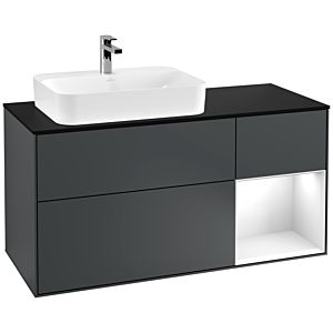 Villeroy and Boch Finion Villeroy and Boch Finion F402GFHG 120cm, cover plate black matt, shelf right Glossy white lacquer, Midnight Blue Matt Lacquer