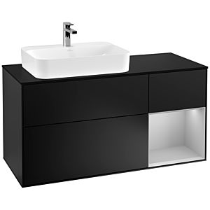 Villeroy et Boch Finion Villeroy et Boch F402GJPD 120cm, plaque de finition noir mat, étagère à droite gris clair mat, laqué noir mat