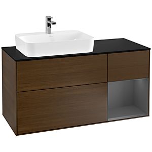 Villeroy and Boch Finion Villeroy and Boch Finion F402GKGN 120cm, cover plate black matt, shelf right Anthracite matt, Walnut veneer