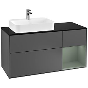 Villeroy et Boch Finion Villeroy et Boch F402GMGK 120cm, plaque de finition noir mat, étagère à droite Olive Matt Lacquer , anthracite mat