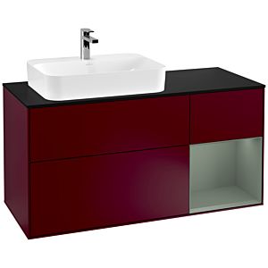 Villeroy and Boch Finion Villeroy and Boch Finion F402GMHB 120cm, cover plate black matt, shelf on the right Olive Matt Lacquer , Peony Matt