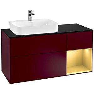 Villeroy and Boch Finion Villeroy and Boch Finion F402HFHB 120cm, cover plate black matt, shelf right gold matt, Peony Matt