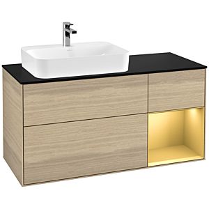 Villeroy et Boch Finion Villeroy et Boch F402HFPC 120cm, plaque de finition noir mat, étagère droite or mat, Oak Veneer