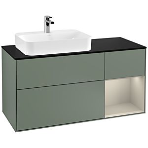 Villeroy and Boch Finion Villeroy and Boch Finion F402HHGM 120cm, cover plate black matt, shelf on the right Sand matt, Olive Matt Lacquer