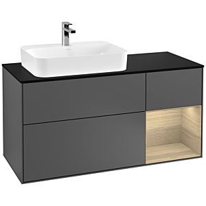 Villeroy et Boch Finion Villeroy et Boch F402PCGK 120cm, plaque de finition noir mat, étagère à droite Oak Veneer , anthracite mat