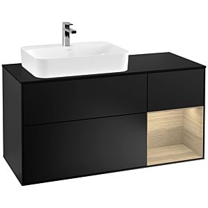 Villeroy and Boch Finion Villeroy and Boch Finion F402PCPD 120cm, cover plate black matt, shelf on the right Oak Veneer , black matt lacquer
