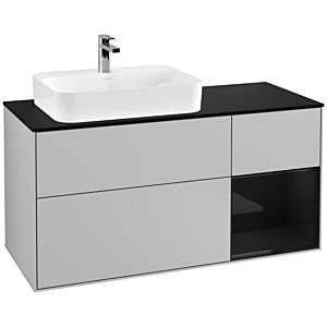 Villeroy and Boch Finion Villeroy and Boch Finion F402PHGJ 120cm, cover plate black matt, shelf on the right Glossy Black Lacquer , light gray matt