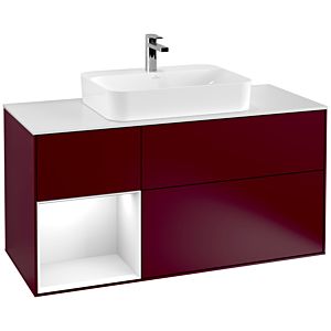 Villeroy and Boch Finion Villeroy and Boch Finion F411GFHB 120cm, cover plate matt white, shelf left glossy white lacquer, Peony Matt