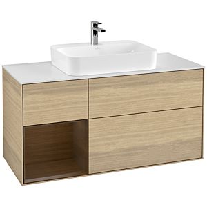 Villeroy and Boch Finion Villeroy and Boch Finion F411GNPC 120cm, cover plate matt white, shelf left Oak Veneer veneer, Oak Veneer