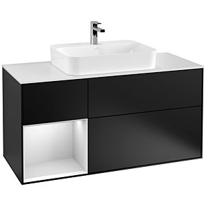 Villeroy and Boch Finion Villeroy and Boch Finion F411MTPD 120cm, cover plate white matt, shelf left white matt lacquer, black matt lacquer