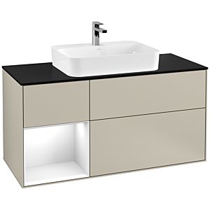 Villeroy and Boch Finion Villeroy and Boch Finion F412GFHH 120cm, cover plate black matt, shelf left glossy white lacquer, Sand Matt Lacquer