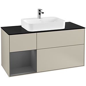 Villeroy and Boch Finion Villeroy and Boch Finion F412GKHH 120cm, cover plate black matt, shelf left anthracite matt, Sand Matt Lacquer