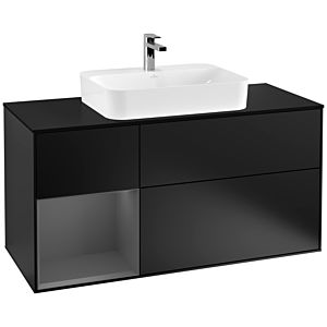 Villeroy and Boch Finion Villeroy and Boch Finion F412GKPD 120cm, cover plate black matt, shelf left anthracite matt, black matt lacquer