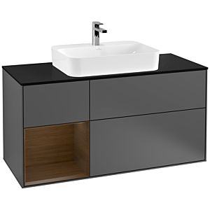 Villeroy and Boch Finion Villeroy and Boch Finion F412GNGK 120cm, cover plate black matt, shelf left walnut veneer, anthracite matt