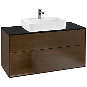 Villeroy and Boch Finion Villeroy and Boch Finion F412GNGN 120cm, cover plate black matt, shelf left Walnut veneer, Walnut veneer