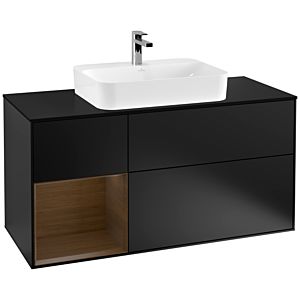 Villeroy and Boch Finion Villeroy and Boch Finion F412GNPD 120cm, cover plate black matt, shelf left walnut veneer, black matt lacquer