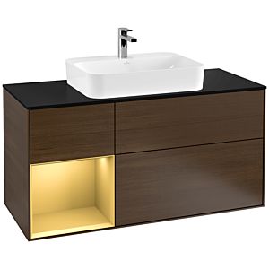 Villeroy and Boch Finion Villeroy and Boch Finion F412HFGN 120cm, cover plate black matt, shelf left gold matt, walnut veneer