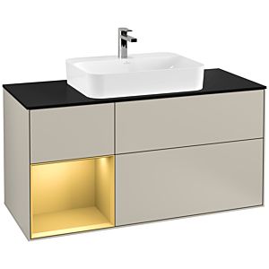 Villeroy and Boch Finion Villeroy and Boch Finion F412HFHH 120cm, cover plate black matt, shelf left gold matt, Sand Matt Lacquer