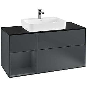 Villeroy and Boch Finion Villeroy and Boch Finion F412HGHG 120cm, cover plate black matt, shelf left Midnight Blue Matt Lacquer , Midnight Blue Matt Lacquer