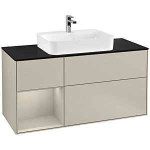 Villeroy and Boch Finion Villeroy and Boch Finion F412HHHH 120cm, cover plate black matt, shelf left Sand Matt Lacquer , Sand Matt Lacquer