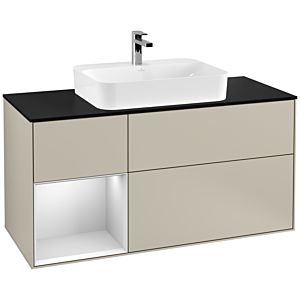 Villeroy and Boch Finion Villeroy and Boch Finion F412MTHH 120cm, cover plate black matt, shelf left white matt lacquer, Sand Matt Lacquer