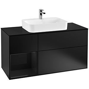 Villeroy et Boch Finion Villeroy et Boch F412PHPD 120cm, plaque de finition noir mat, étagère gauche Glossy Black Lacquer , laqué noir mat